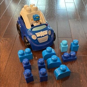Mega Bloks Blue Police Car Building Toy Set